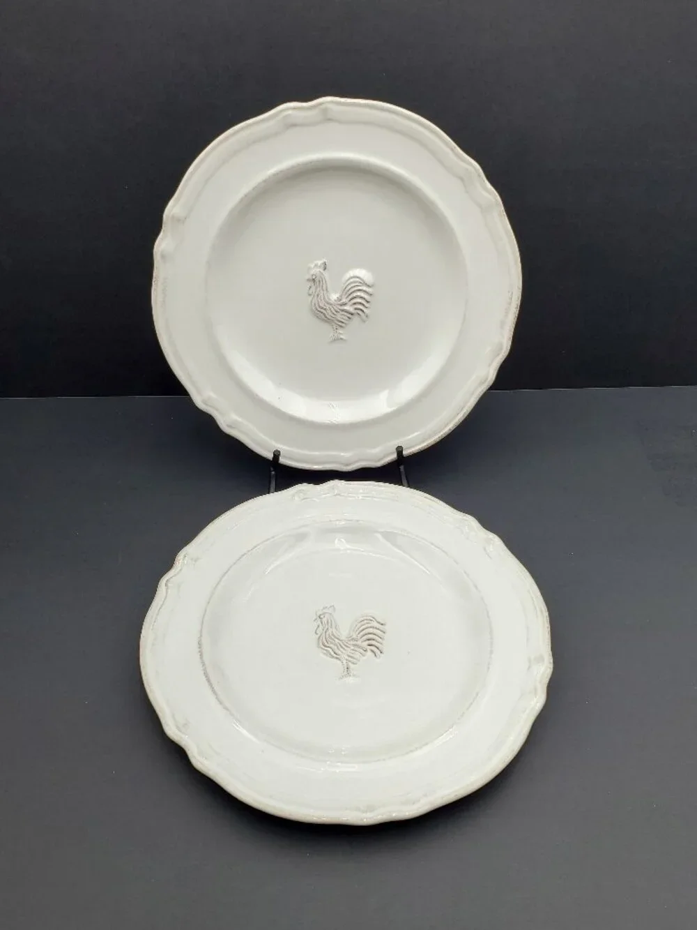 Williams-Sonoma Marketplace Rooster Salad Plates Embossed Rooster Lunch Plates